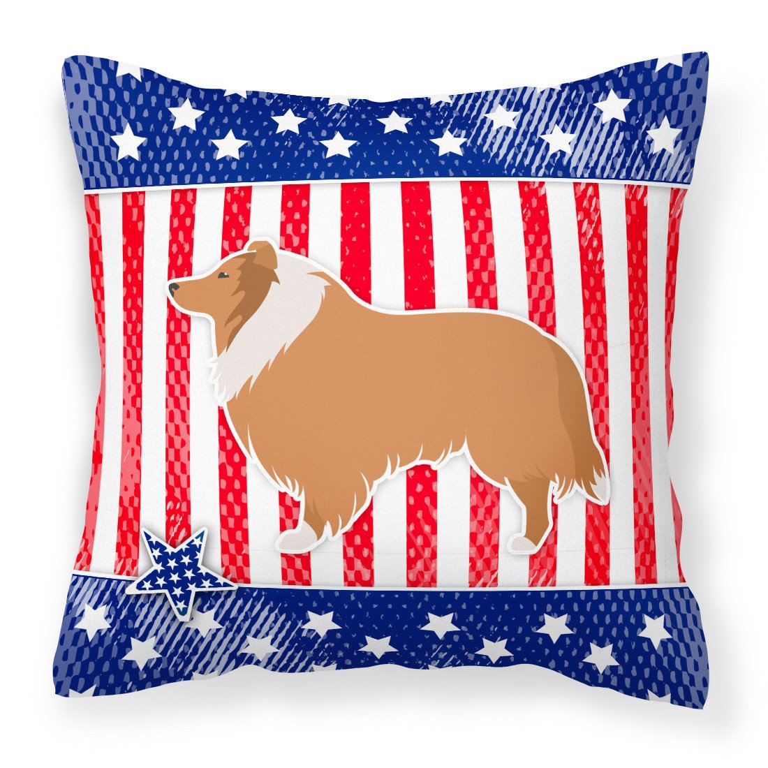 USA Patriotic Collie Fabric Decorative Pillow BB3316PW1818 by Caroline's Treasures