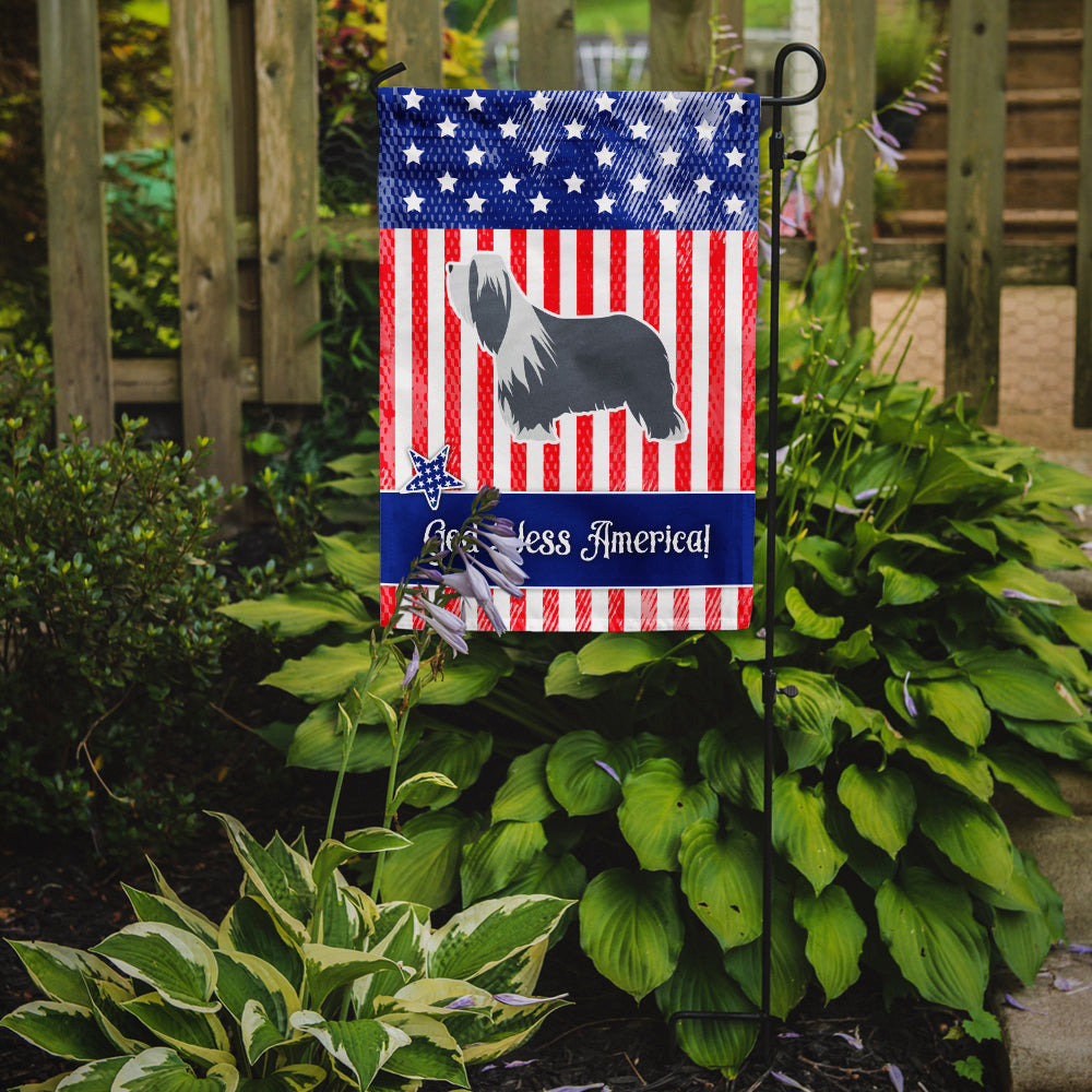 USA Patriotic Bearded Collie Flag Garden Size BB3317GF