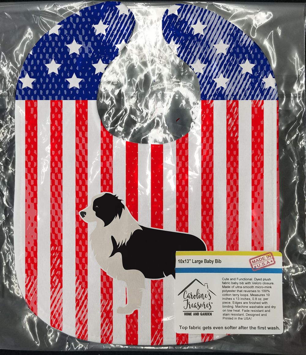 USA Patriotic Black Border Collie Baby Bib BB3323BIB - the-store.com