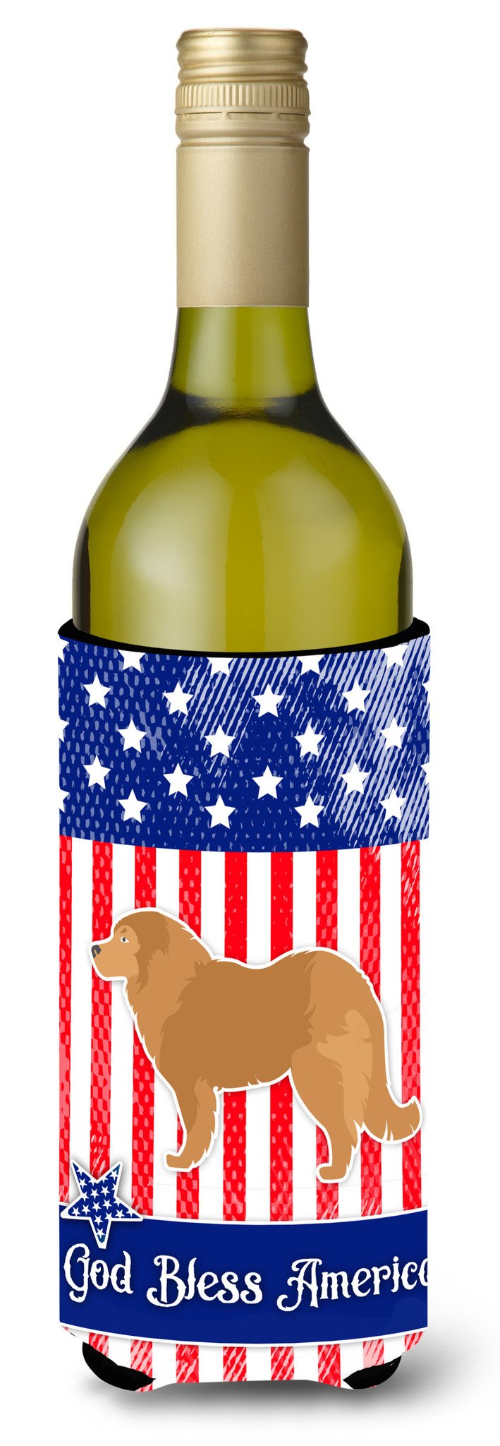 USA Patriotic Caucasian Shepherd Dog Wine Bottle Beverge Insulator Hugger BB3325LITERK by Caroline's Treasures