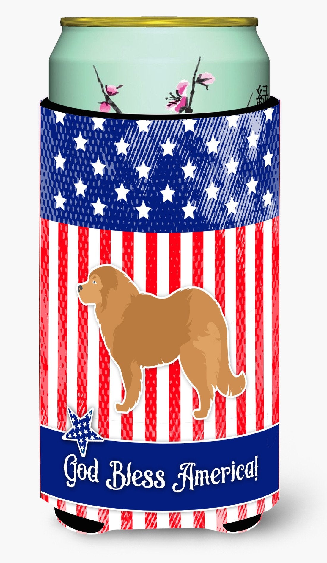 USA Patriotic Caucasian Shepherd Dog Tall Boy Beverage Insulator Hugger BB3325TBC by Caroline's Treasures