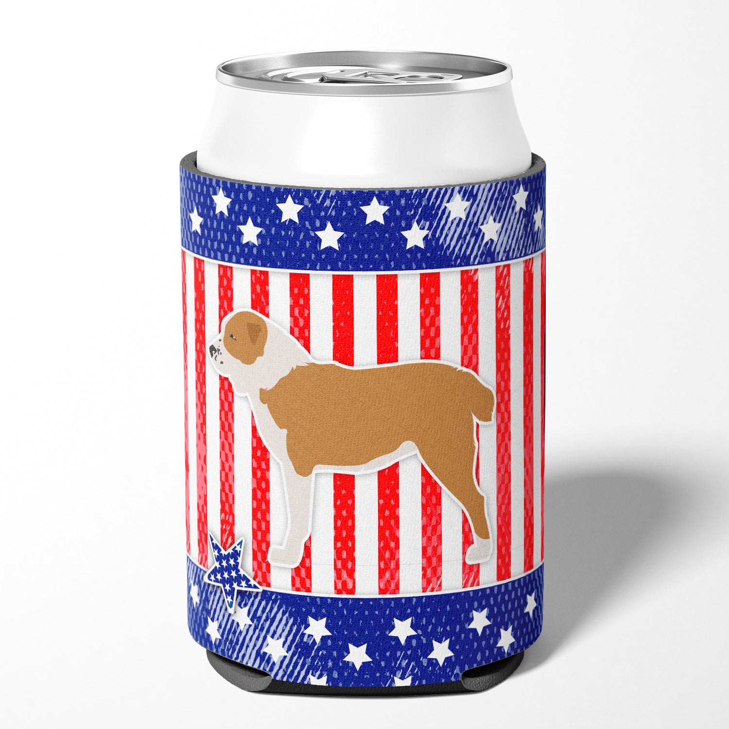 USA Patriotic Central Asian Shepherd Dog Can or Bottle Hugger BB3328CC