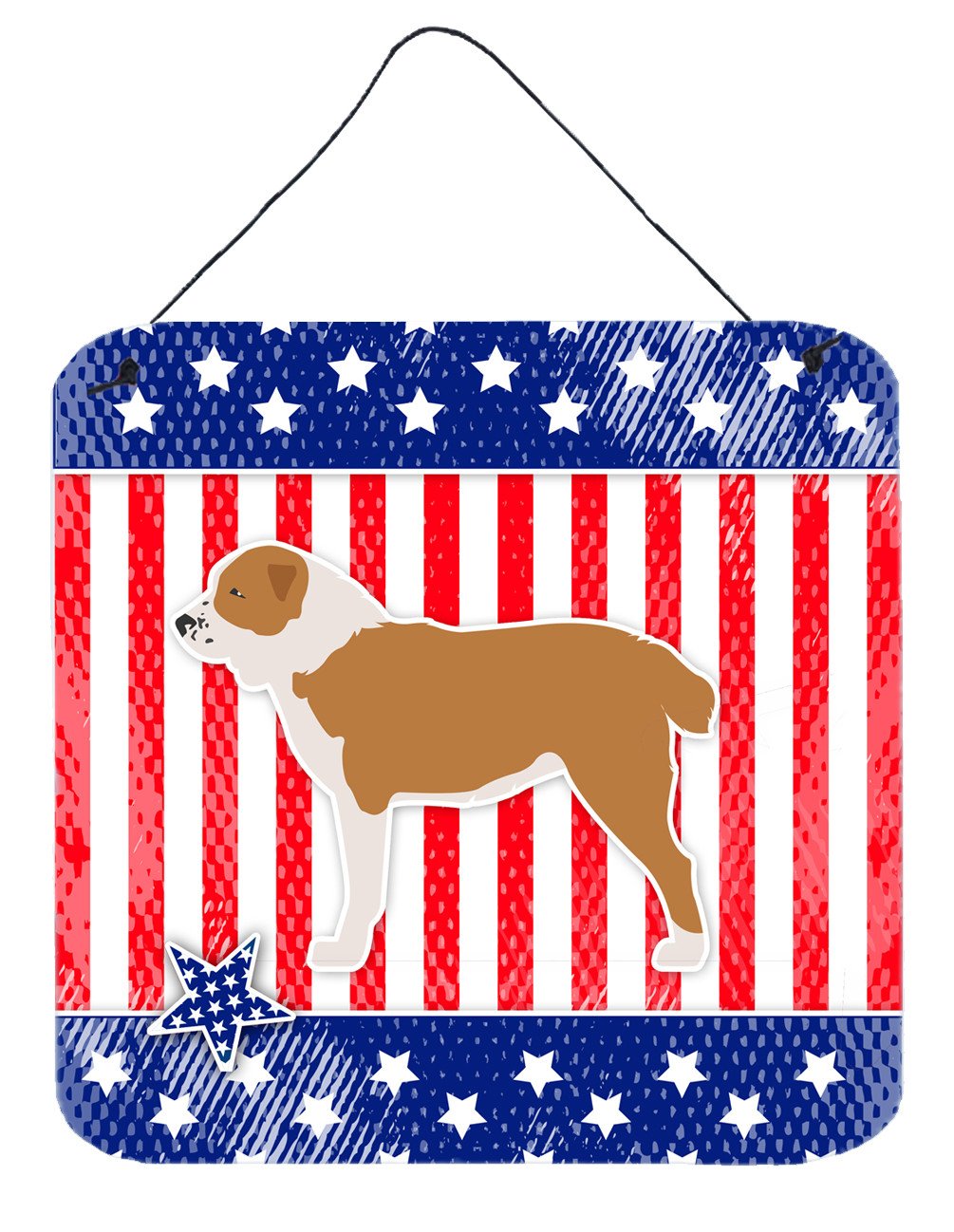 USA Patriotic Central Asian Shepherd Dog Wall or Door Hanging Prints BB3328DS66 by Caroline's Treasures