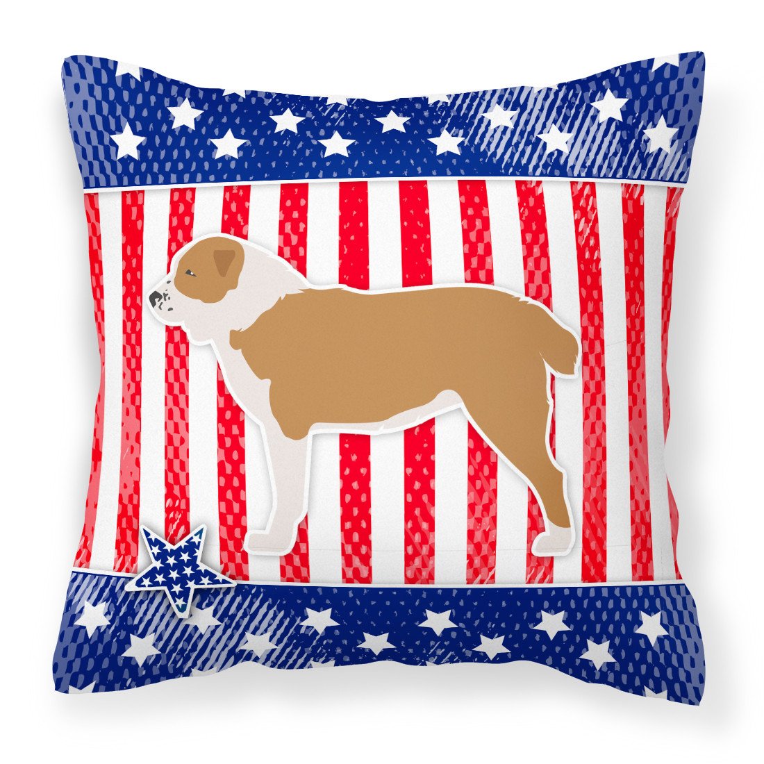 USA Patriotic Central Asian Shepherd Dog Fabric Decorative Pillow BB3328PW1818 by Caroline's Treasures