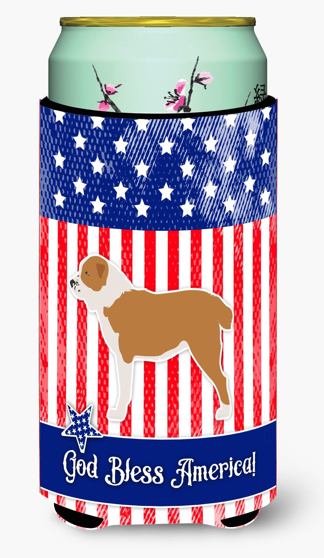 USA Patriotic Central Asian Shepherd Dog Tall Boy Beverage Insulator Hugger BB3328TBC by Caroline's Treasures