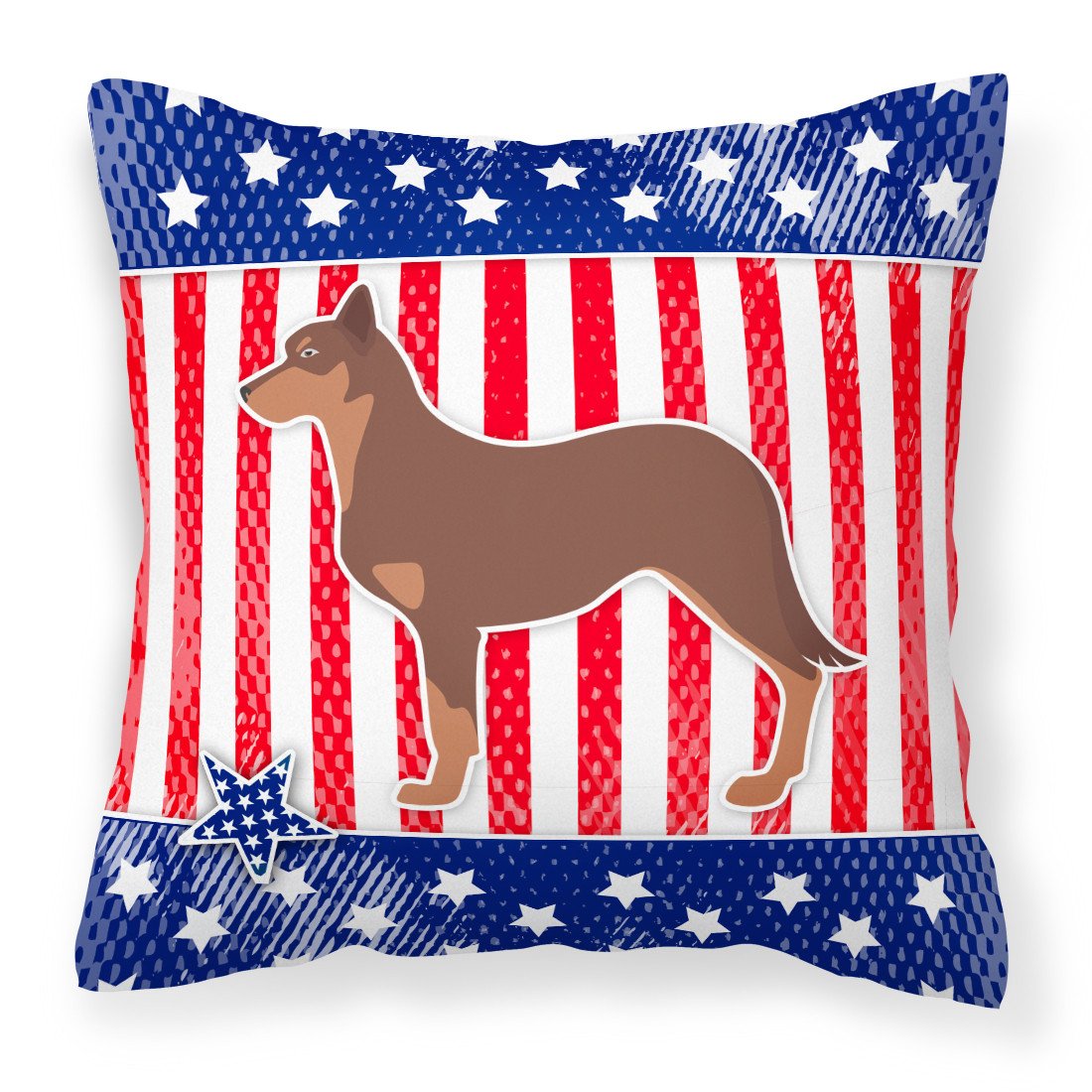 USA Patriotic Australian Kelpie Dog Fabric Decorative Pillow BB3329PW1818 by Caroline's Treasures