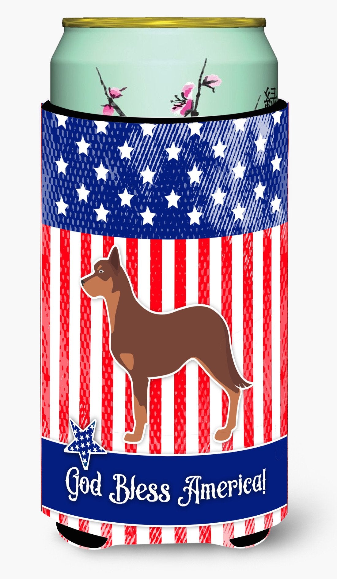 USA Patriotic Australian Kelpie Dog Tall Boy Beverage Insulator Hugger BB3329TBC by Caroline's Treasures