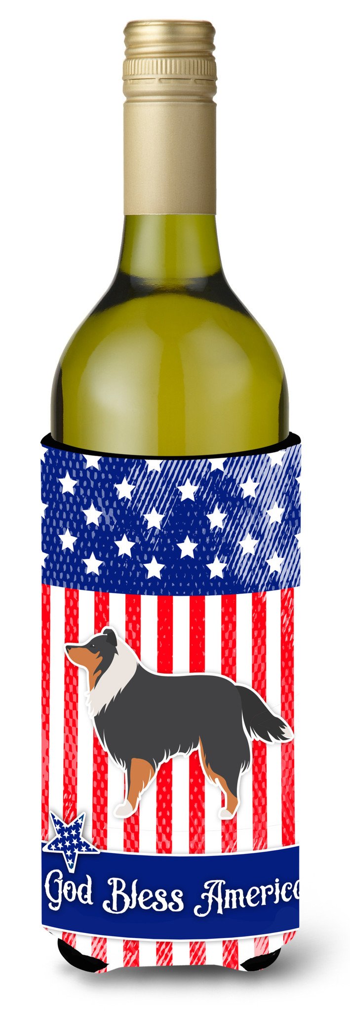 USA Patriotic Sheltie/Shetland Sheepdog Wine Bottle Beverge Insulator Hugger BB3330LITERK by Caroline's Treasures