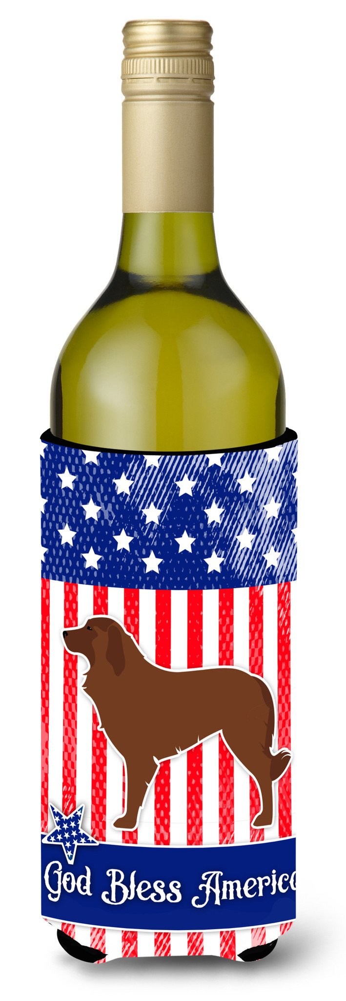 USA Patriotic Portuguese Sheepdog Dog Wine Bottle Beverge Insulator Hugger BB3331LITERK by Caroline's Treasures