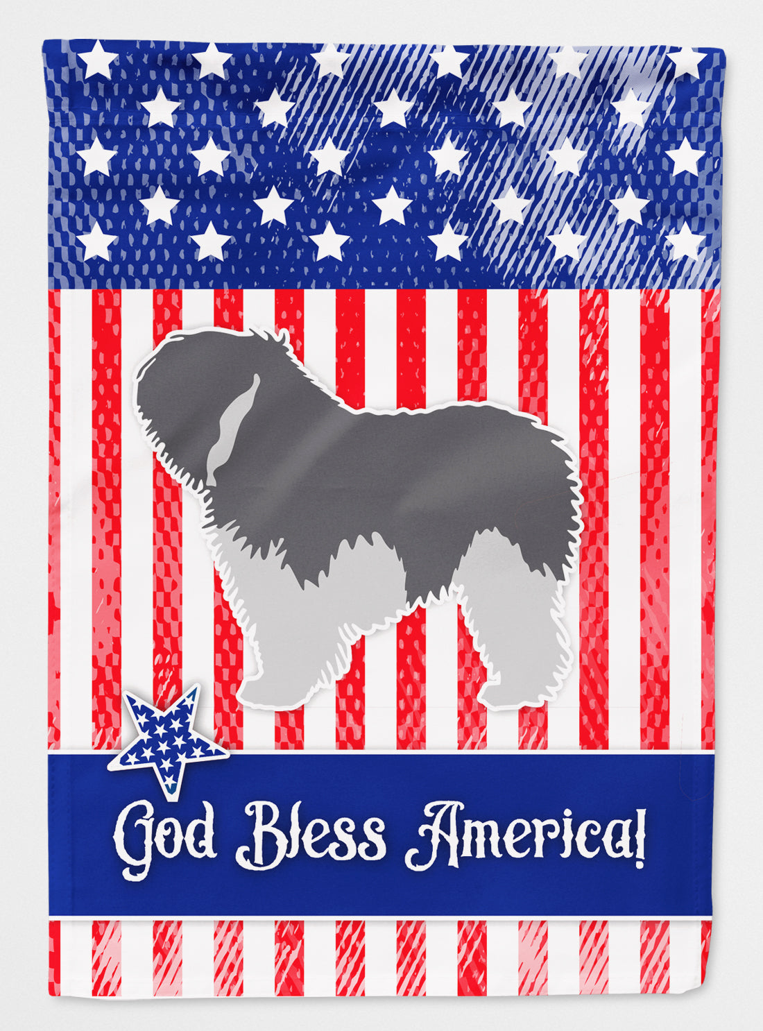 USA Patriotic Polish Lowland Sheepdog Dog Flag Canvas House Size BB3332CHF