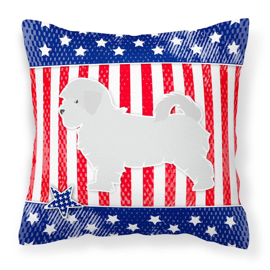 USA Patriotic Maltese Fabric Decorative Pillow BB3336PW1818 by Caroline's Treasures