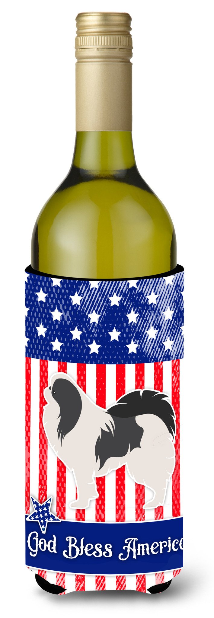 USA Patriotic Japanese Chin Wine Bottle Beverge Insulator Hugger BB3337LITERK by Caroline's Treasures