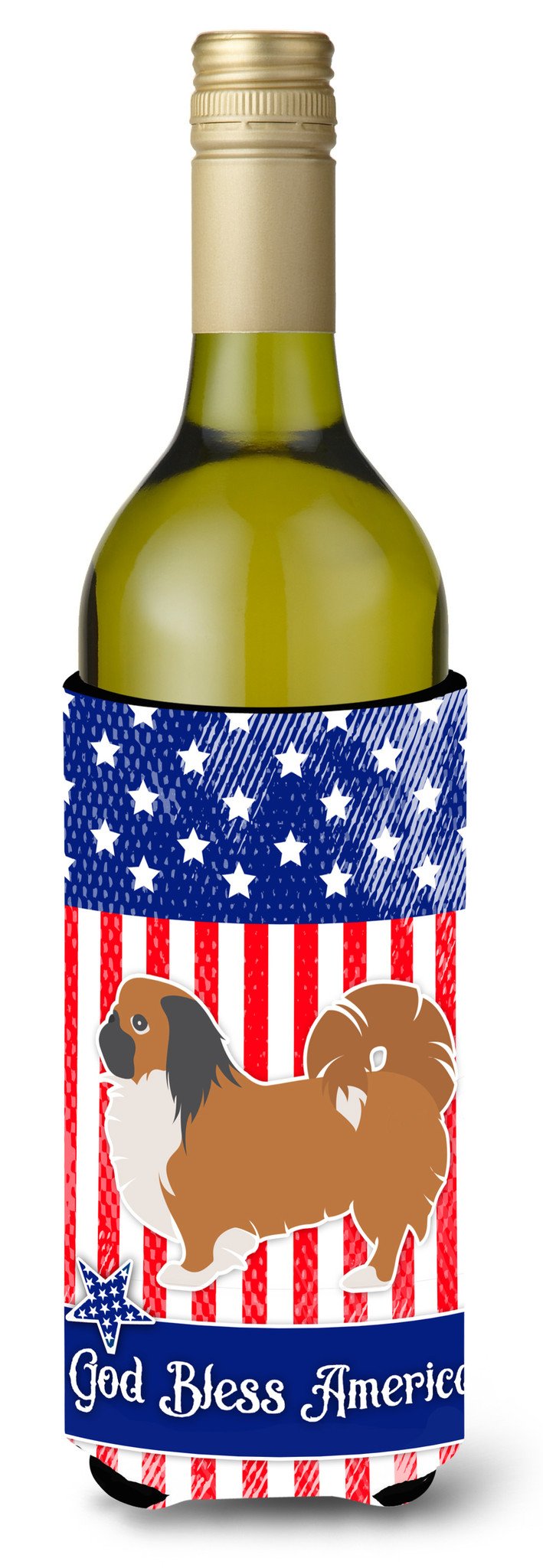 USA Patriotic Pekingese Wine Bottle Beverge Insulator Hugger BB3338LITERK by Caroline's Treasures