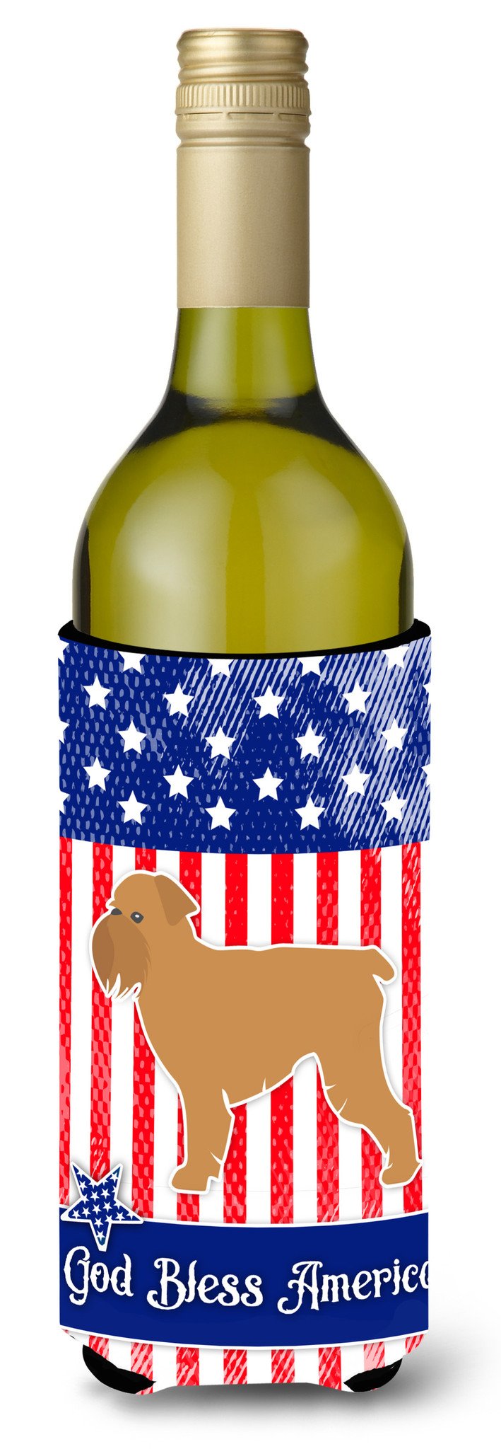 USA Patriotic Brussels Griffon Wine Bottle Beverge Insulator Hugger BB3340LITERK by Caroline's Treasures