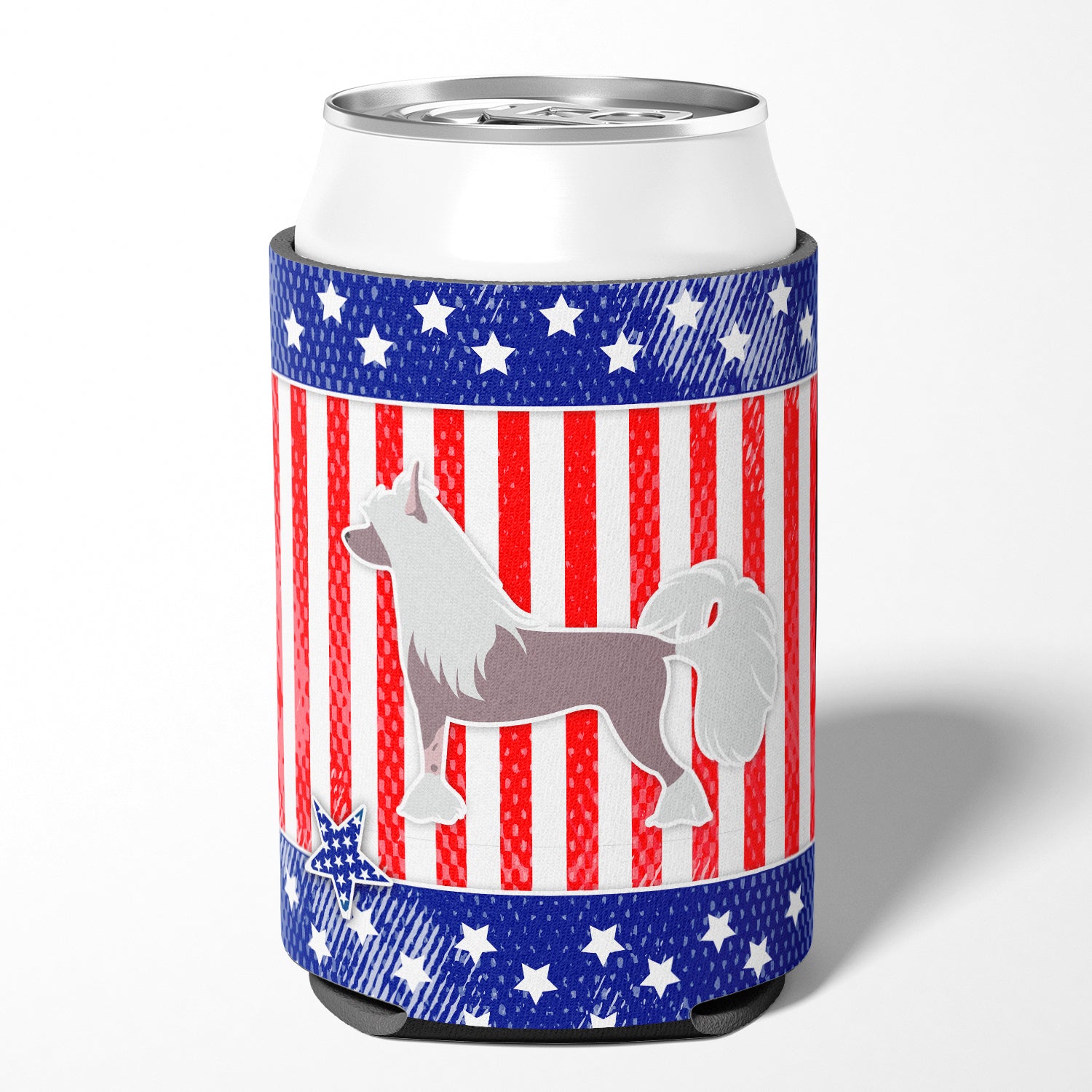 USA Patriotic Chinese Crested Can or Bottle Hugger BB3343CC