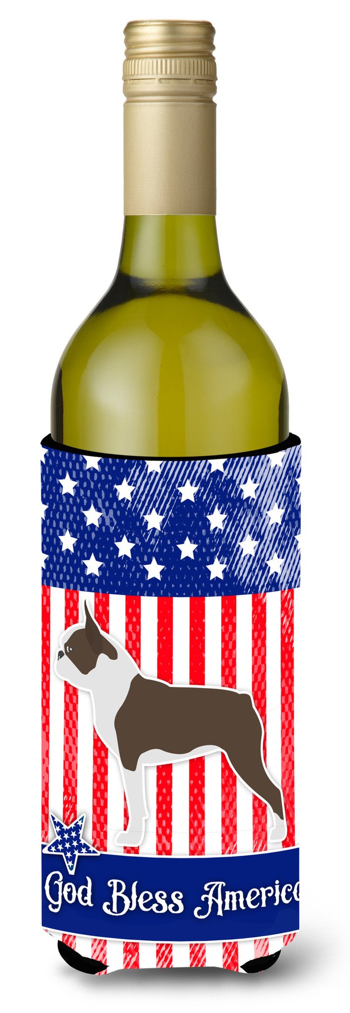 USA Patriotic Boston Terrier Wine Bottle Beverge Insulator Hugger BB3344LITERK by Caroline's Treasures