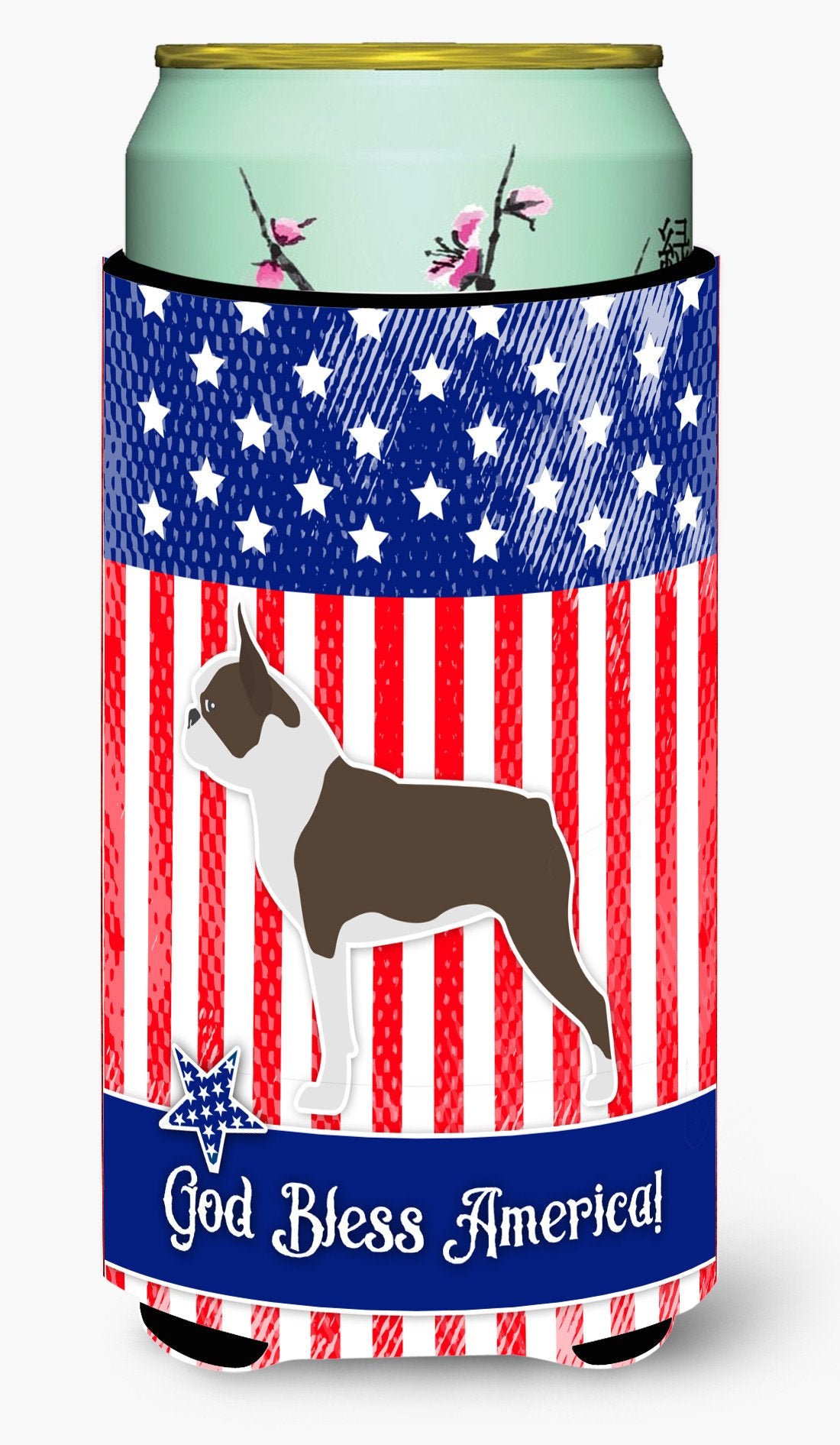 USA Patriotic Boston Terrier Tall Boy Beverage Insulator Hugger BB3344TBC by Caroline's Treasures