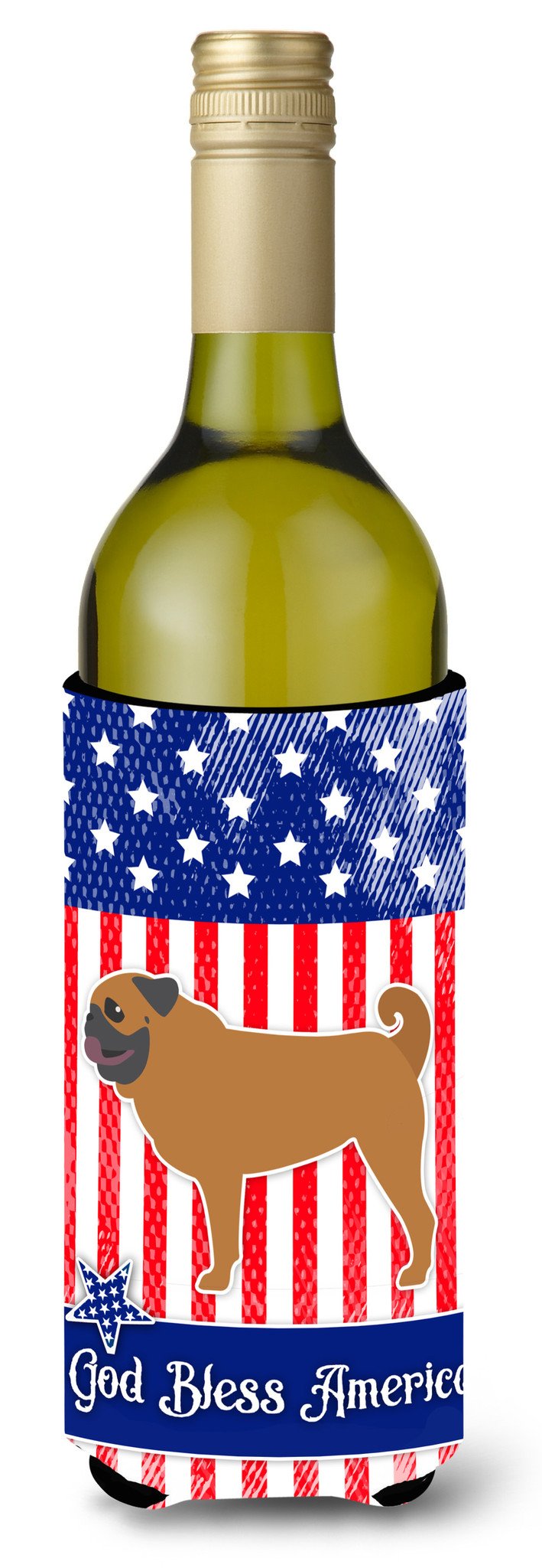 USA Patriotic Pug Wine Bottle Beverge Insulator Hugger BB3347LITERK by Caroline's Treasures