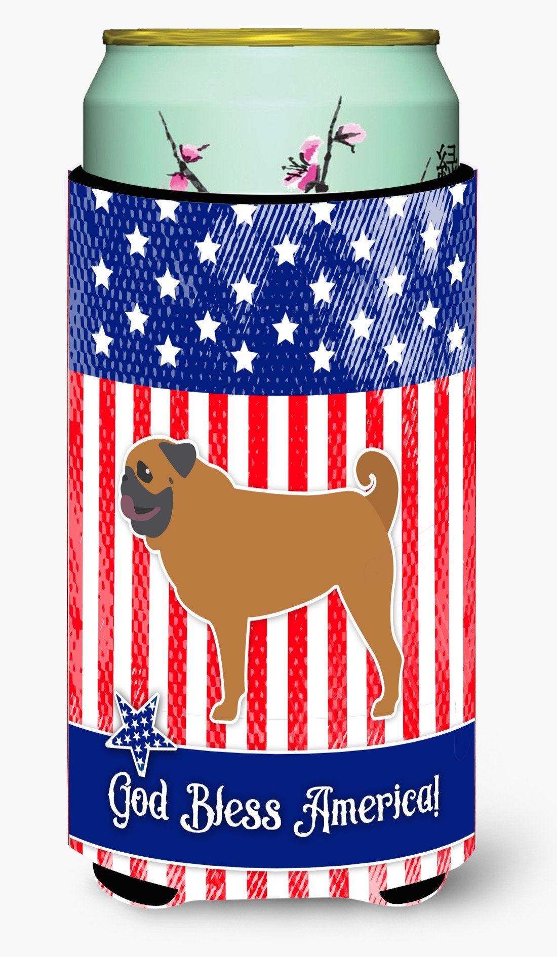 USA Patriotic Pug Tall Boy Beverage Insulator Hugger BB3347TBC by Caroline's Treasures