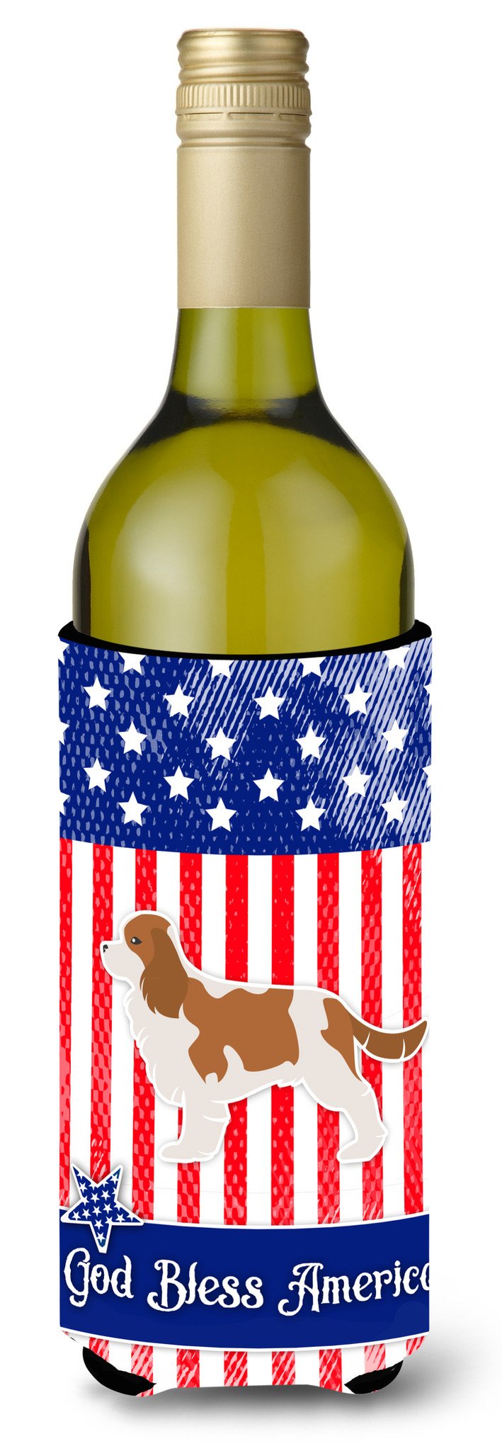 USA Patriotic Cavalier King Charles Spaniel Wine Bottle Beverge Insulator Hugger BB3349LITERK by Caroline's Treasures
