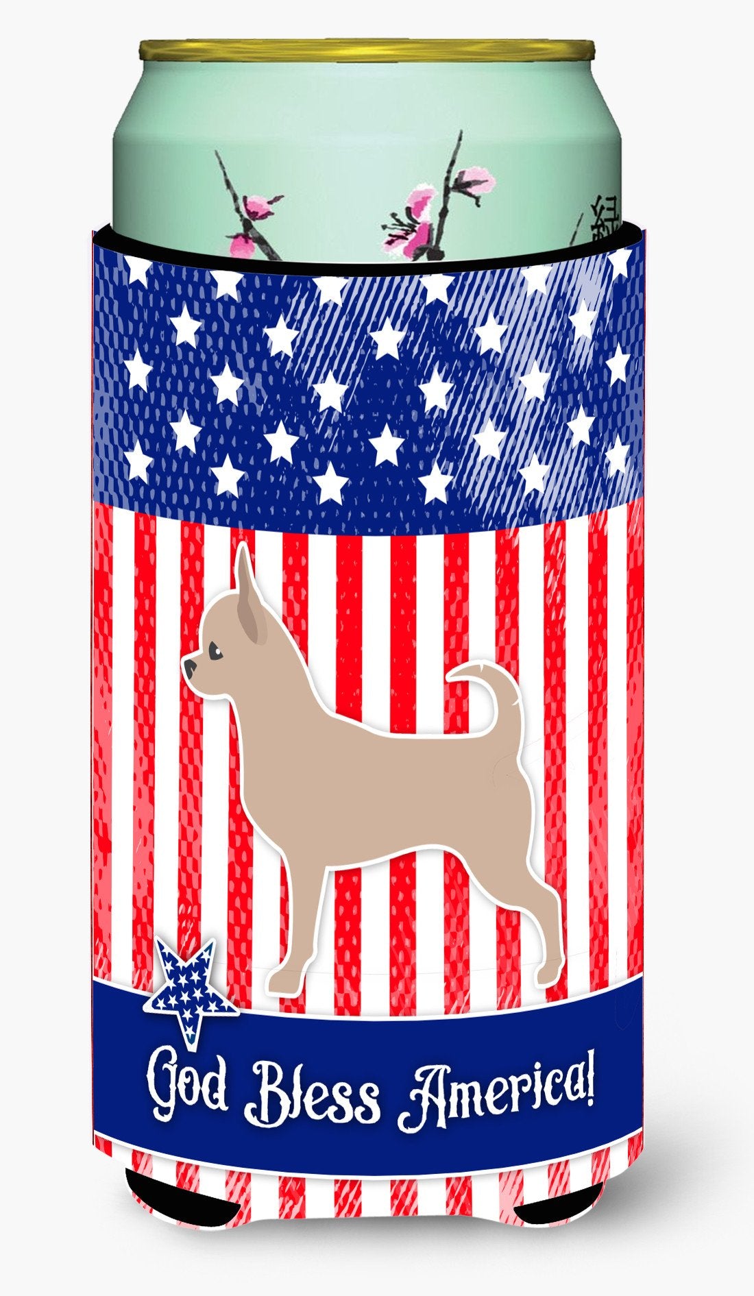 USA Patriotic Chihuahua Tall Boy Beverage Insulator Hugger BB3350TBC by Caroline's Treasures