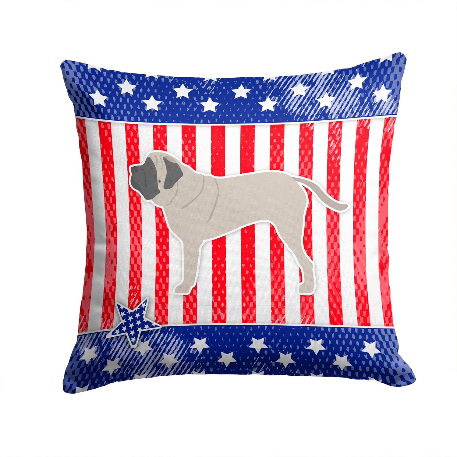 USA Patriotic English Mastiff Fabric Decorative Pillow BB3356PW1414 - the-store.com