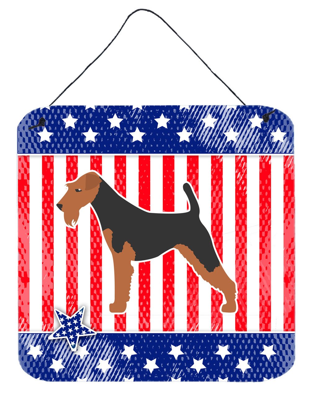 USA Patriotic Airedale Terrier Wall or Door Hanging Prints BB3357DS66 by Caroline's Treasures