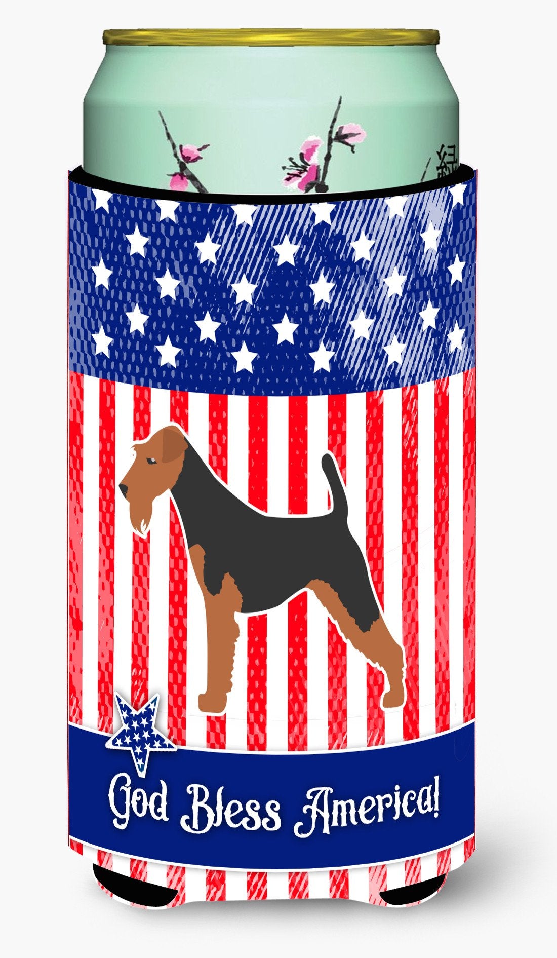 USA Patriotic Airedale Terrier Tall Boy Beverage Insulator Hugger BB3357TBC by Caroline's Treasures