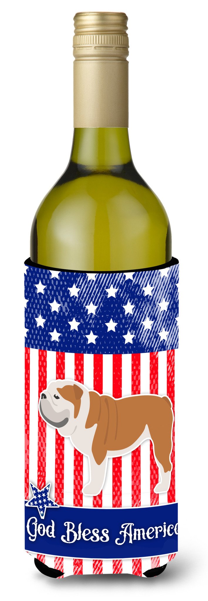 USA Patriotic English Bulldog Wine Bottle Beverge Insulator Hugger BB3362LITERK by Caroline's Treasures