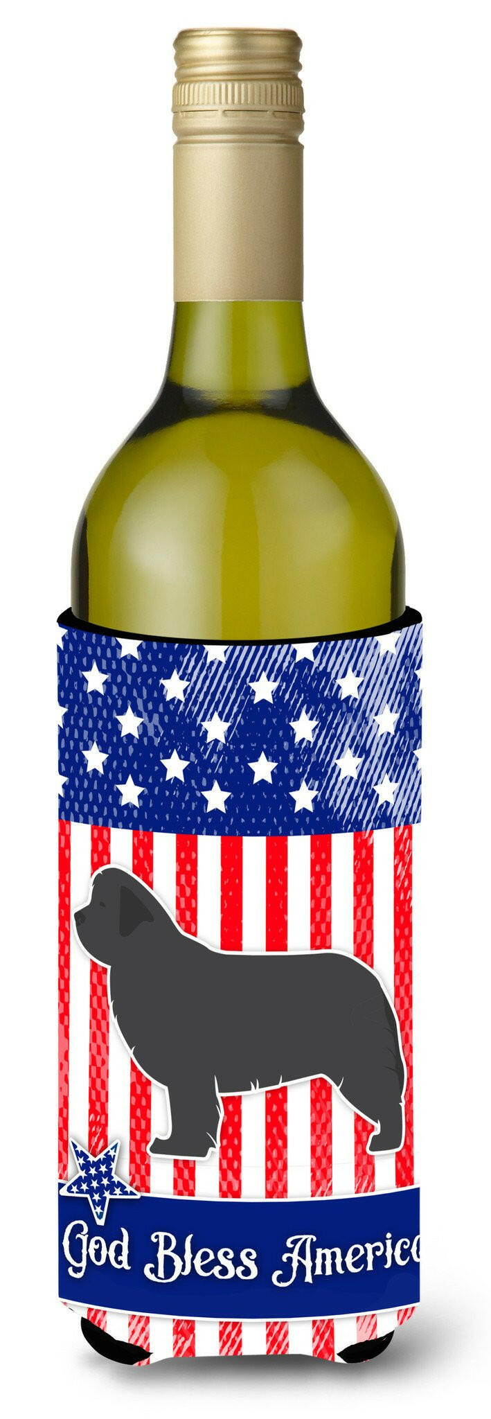 USA Patriotic Newfoundland Wine Bottle Beverge Insulator Hugger BB3364LITERK by Caroline's Treasures