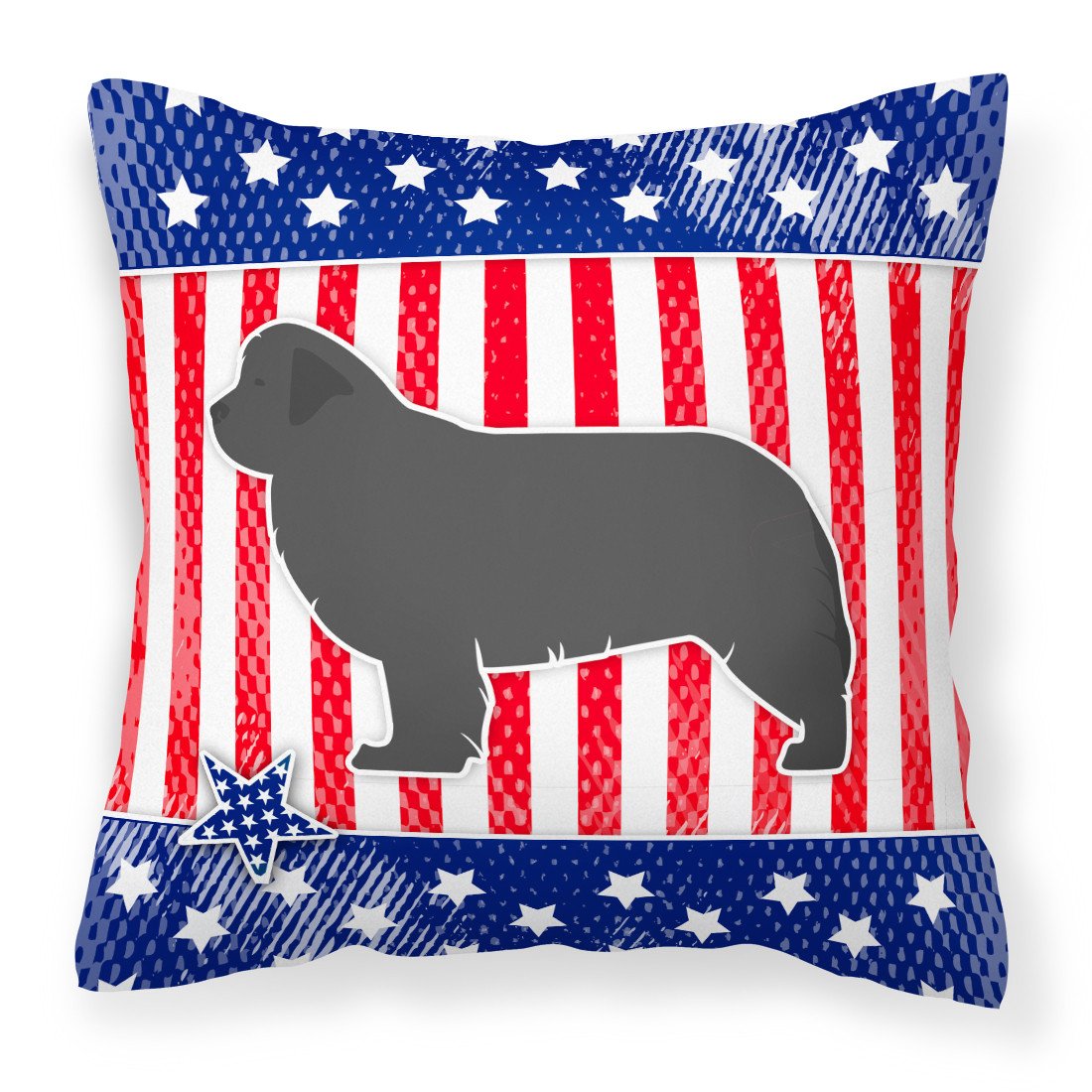 USA Patriotic Newfoundland Fabric Decorative Pillow BB3364PW1818 by Caroline's Treasures