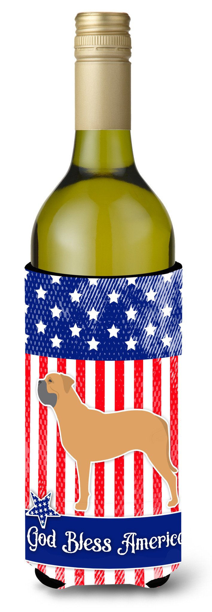 USA Patriotic Bullmastiff Wine Bottle Beverge Insulator Hugger BB3371LITERK by Caroline's Treasures