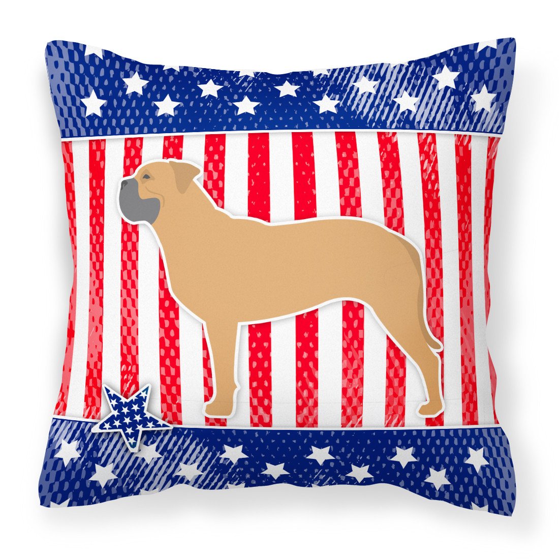 USA Patriotic Bullmastiff Fabric Decorative Pillow BB3371PW1818 by Caroline's Treasures