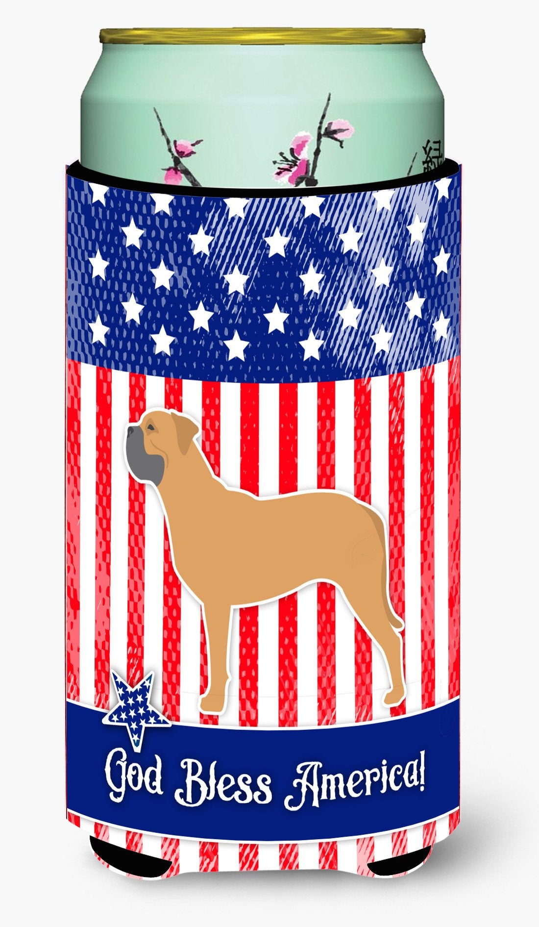 USA Patriotic Bullmastiff Tall Boy Beverage Insulator Hugger BB3371TBC by Caroline's Treasures