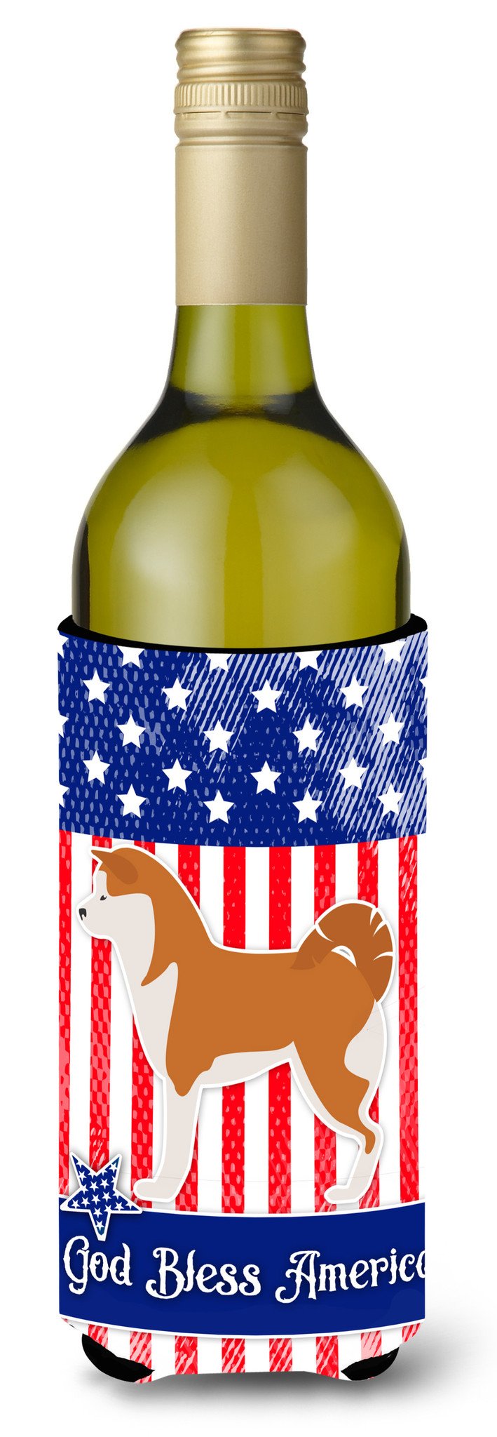 USA Patriotic Akita Wine Bottle Beverge Insulator Hugger BB3372LITERK by Caroline's Treasures