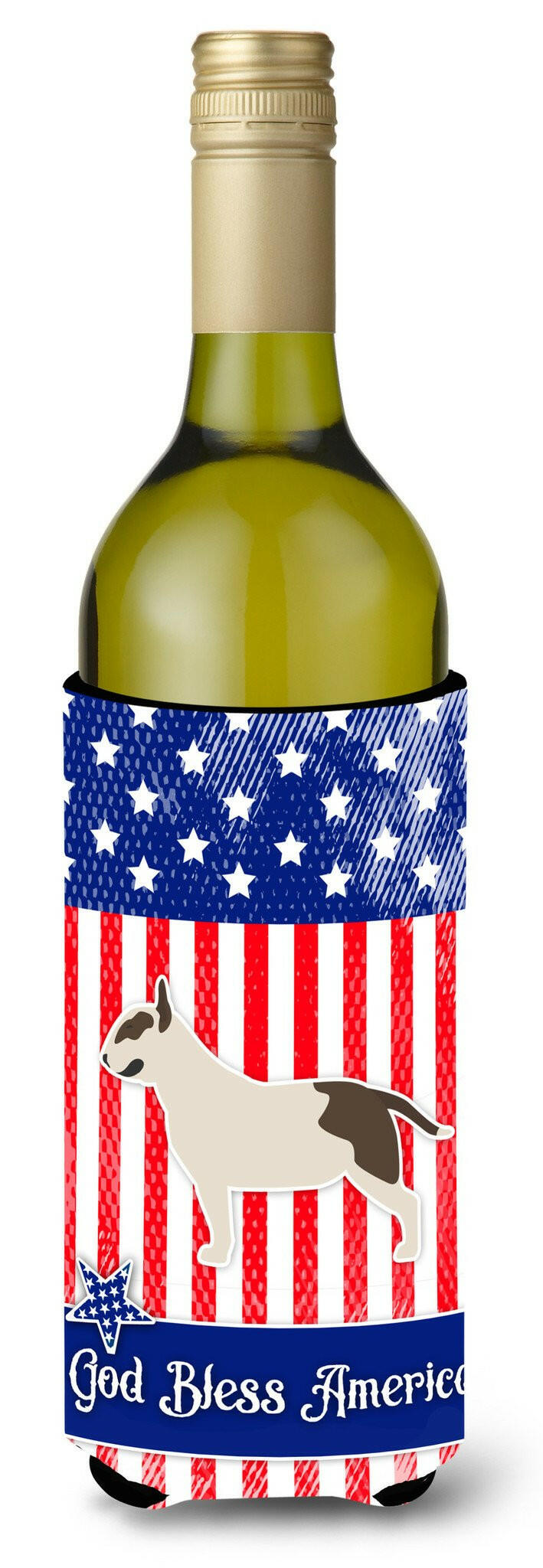USA Patriotic Bull Terrier Wine Bottle Beverge Insulator Hugger BB3378LITERK by Caroline's Treasures
