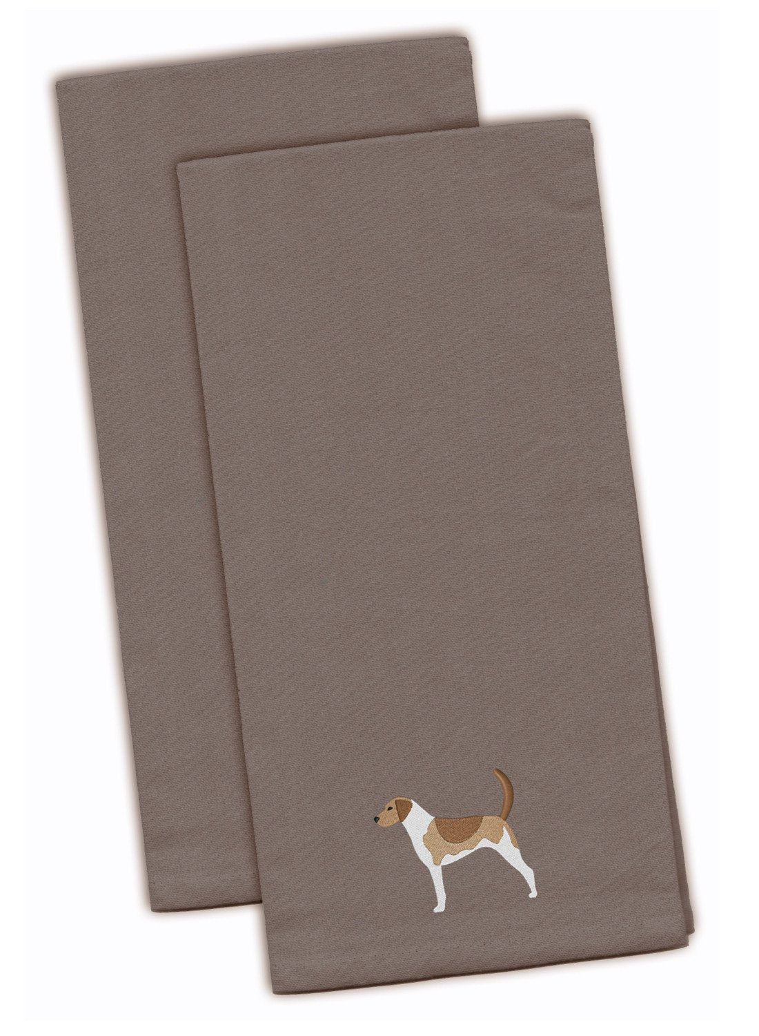 American Foxhound Gray Embroidered Kitchen Towel Set of 2 BB3398GYTWE by Caroline's Treasures