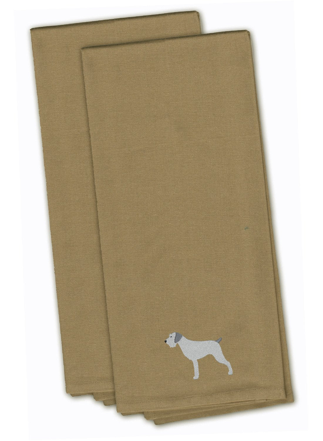 German Wirehaired Pointer Tan Embroidered Kitchen Towel Set of 2 BB3411TNTWE by Caroline's Treasures
