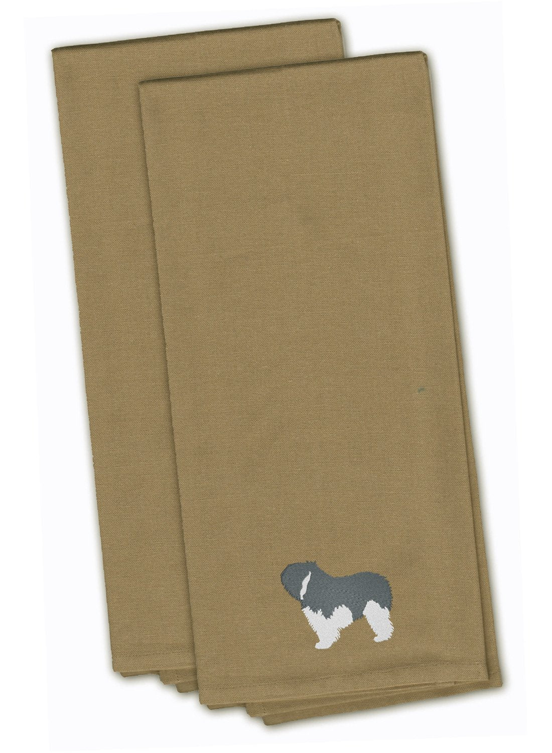 Polish Lowland Sheepdog Dog Tan Embroidered Kitchen Towel Set of 2 BB3432TNTWE by Caroline's Treasures