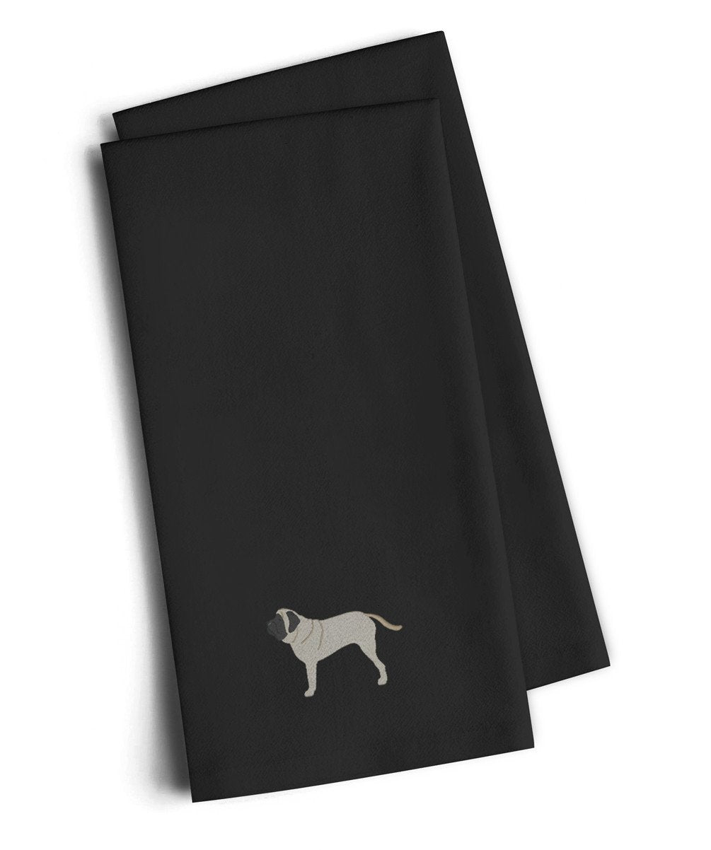 English Mastiff Black Embroidered Kitchen Towel Set of 2 BB3456BKTWE by Caroline&#39;s Treasures
