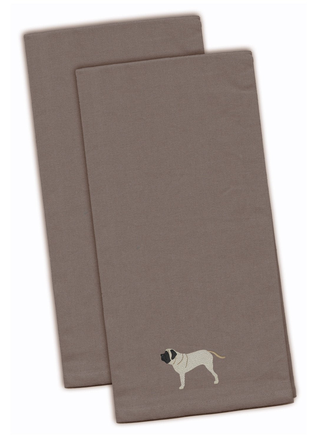 English Mastiff Gray Embroidered Kitchen Towel Set of 2 BB3456GYTWE by Caroline&#39;s Treasures