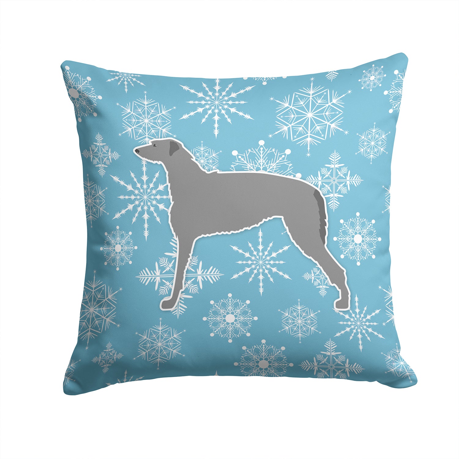 Winter Snowflake Scottish Deerhound Fabric Decorative Pillow BB3496PW1414 - the-store.com