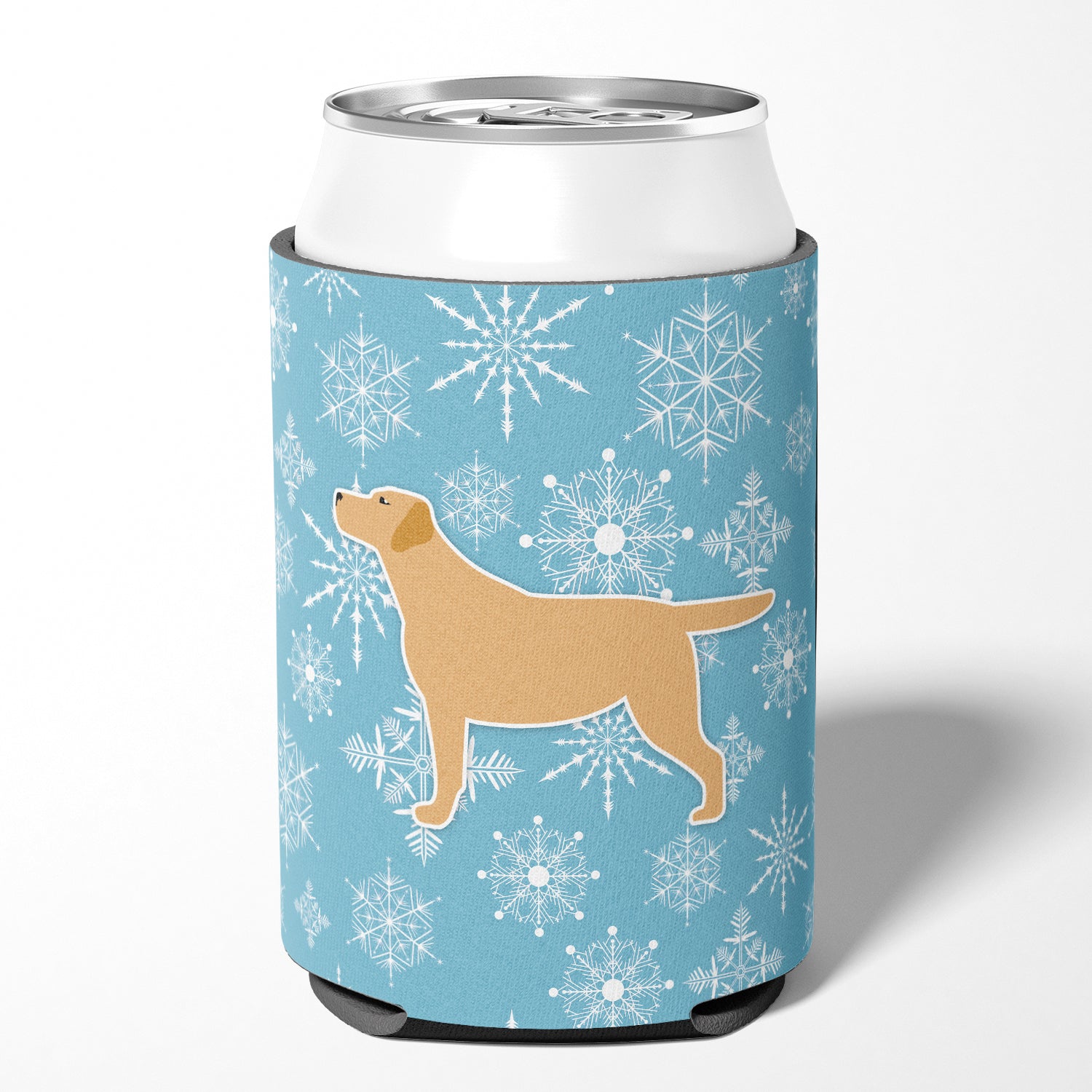 Winter Snowflake Yellow Labrador Retriever Can or Bottle Hugger BB3497CC