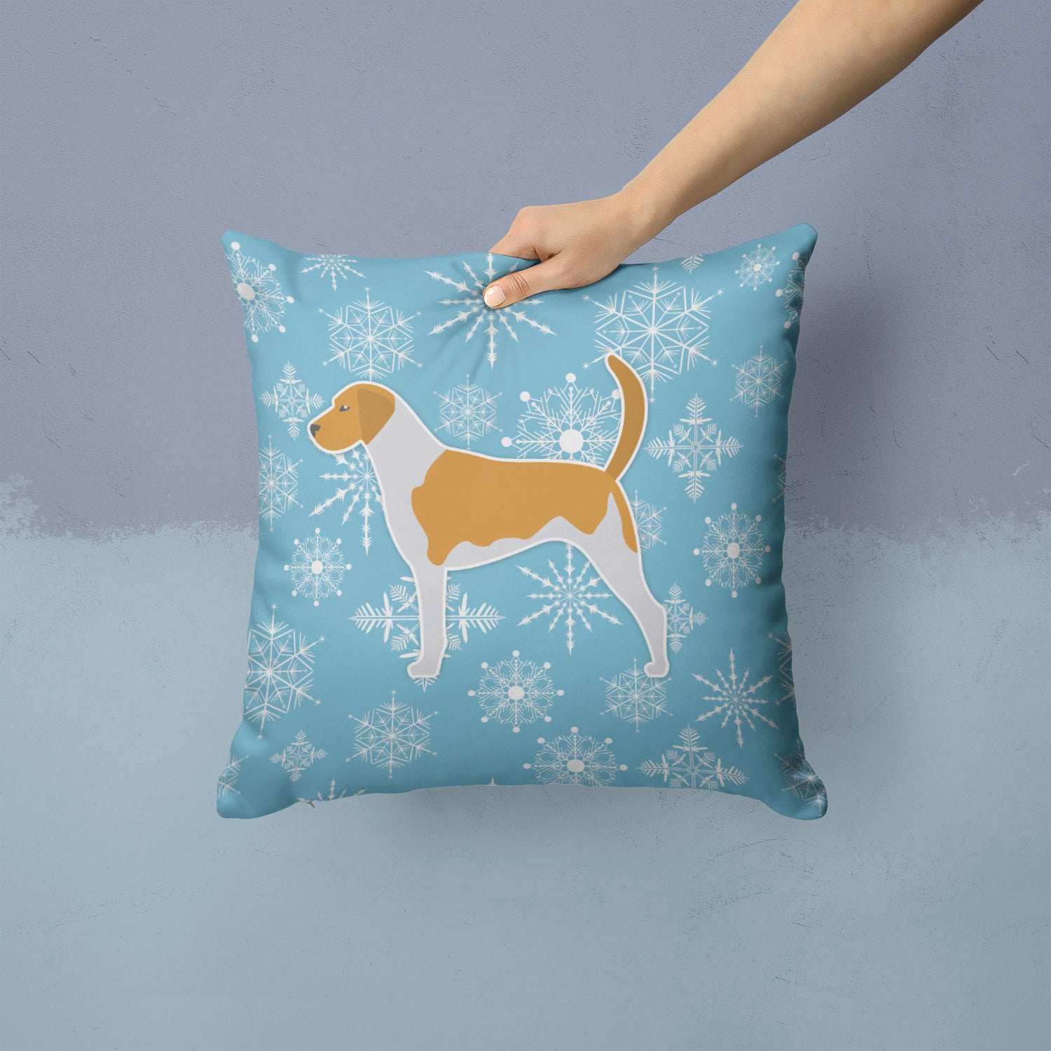 Winter Snowflake American Foxhound Fabric Decorative Pillow BB3498PW1414 - the-store.com