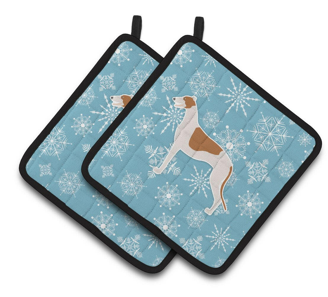 Winter Snowflake Greyhound Pair of Pot Holders BB3505PTHD by Caroline's Treasures