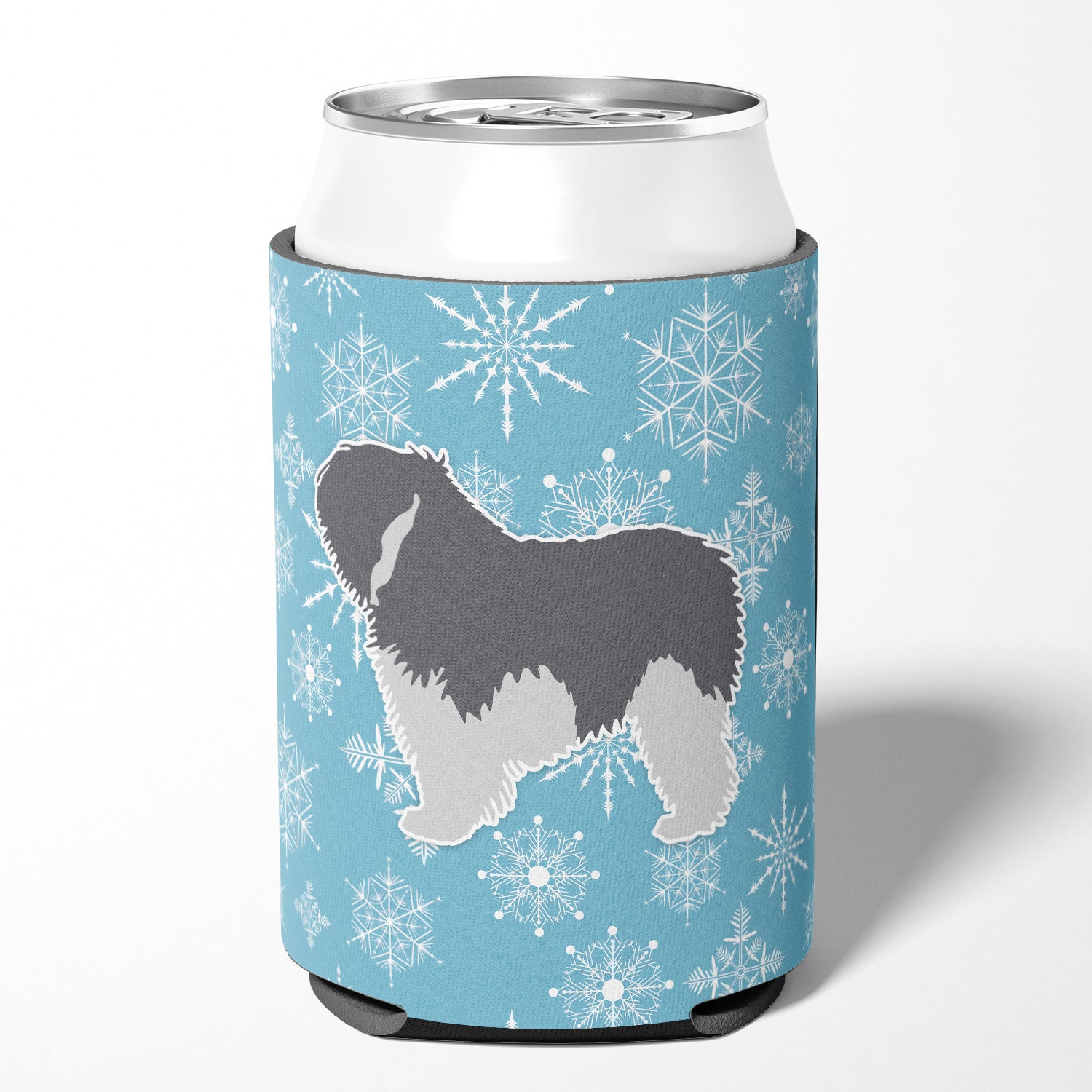 Winter Snowflake Polish Lowland Sheepdog Dog Can or Bottle Hugger BB3532CC