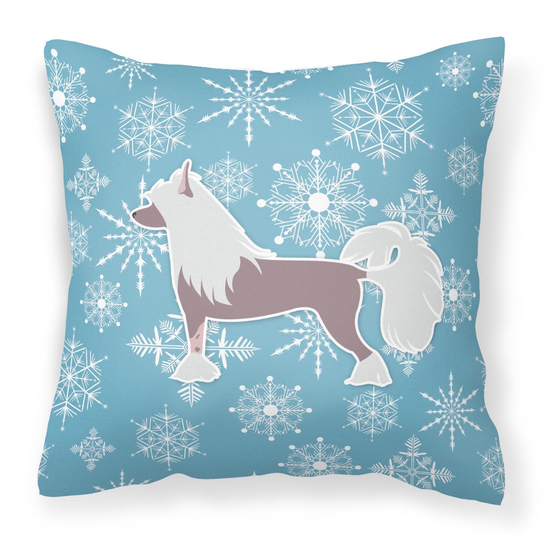 Winter Snowflake Chinese Crested Fabric Decorative Pillow BB3543PW1818 by Caroline's Treasures