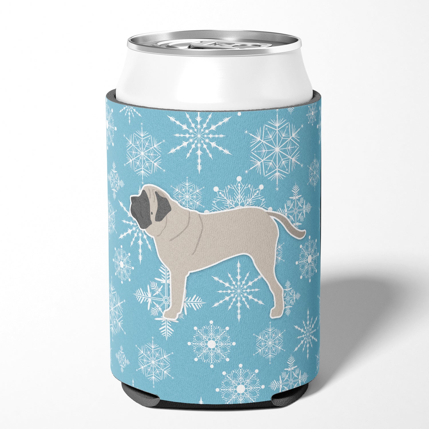 Winter Snowflake English Mastiff Can or Bottle Hugger BB3556CC