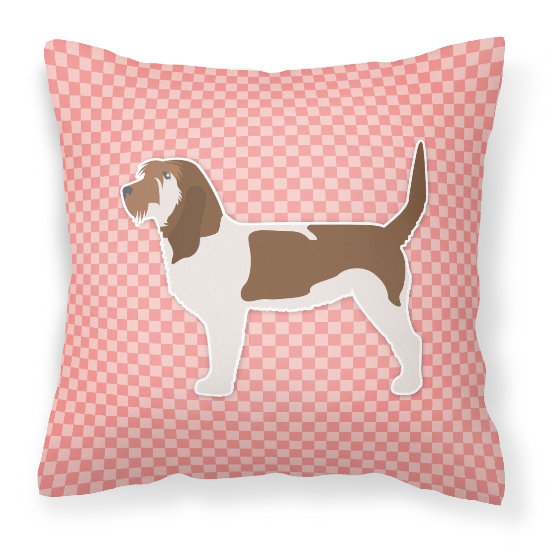 Grand Basset Griffon Vendeen Checkerboard Pink Fabric Decorative Pillow BB3590PW1818 by Caroline's Treasures