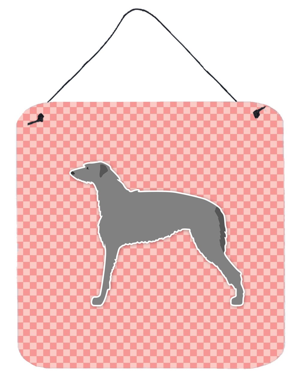 Scottish Deerhound Checkerboard Pink Wall or Door Hanging Prints BB3596DS66 by Caroline's Treasures
